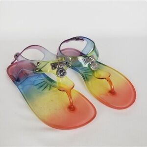 Michael Kors Thong Sandals Kids Harmony Locket Rainbow Size 4